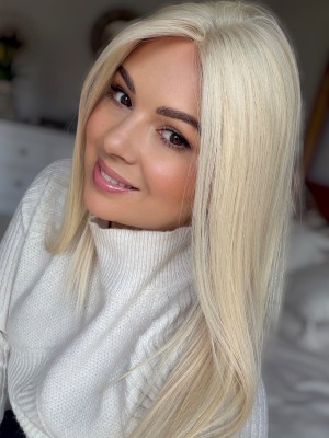 Topper naturalny ELVI 40 cm – jasny blond #60 bez odrostu | baza 15x17 cm