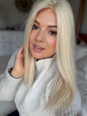 Topper naturalny ELVI 40 cm – jasny blond #60 bez odrostu | baza 15x17 cm