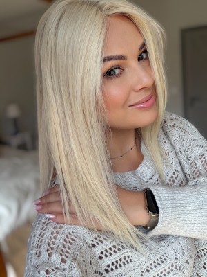 Topper naturalny ELVI 35 cm – jasny blond #60 bez odrostu | baza 15x17 cm 