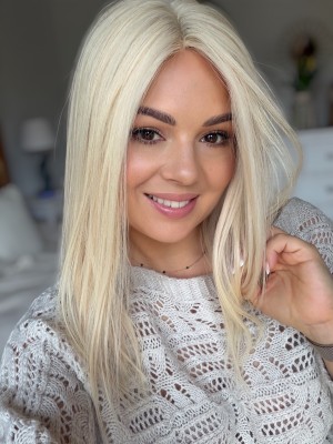 Topper naturalny ELVI 35 cm – jasny blond #60 bez odrostu | baza 15x17 cm 