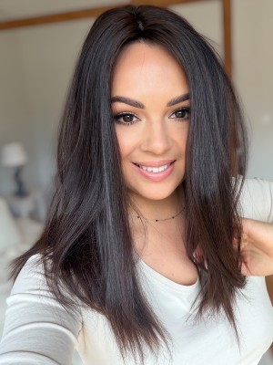 Topper naturalny Kira 40 cm czekoladowy brąz #4 baza 20x20 | HairLux 