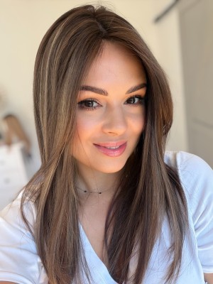 Topper naturalny NAYA 45 cm – chłodny brąz z subtelnymi refleksami | baza 20x20 cm 