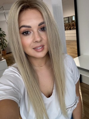 Daisy 55 cm beżowy blond ombre  M peruka naturalna Lace front 