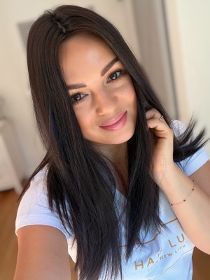 Topper Inka 45 cm 20x20 włosy naturalne bardzo ciemny brąz 1b | HairLux