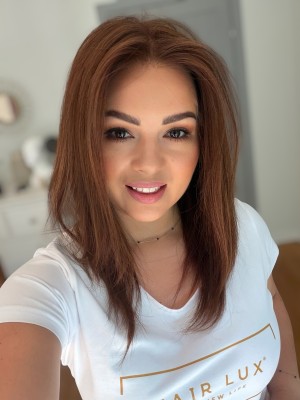 Daisy 30 cm kasztanowy brąz S peruka naturalna Lace front  | HairLux 