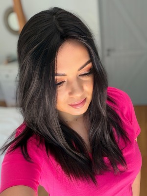 Topper Inka 40 cm 20x20 włosy naturalne bardzo ciemny brąz 1b | HairLux