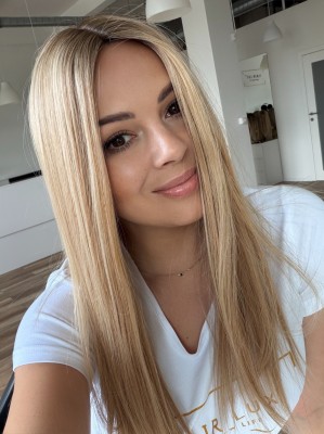 Topper Rita 55cm 20x20cm Baleyage ciepły blond z odrostem 