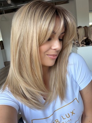 Peruka damska Zoja OT16/613 50 cm z włosów syntetycznych– jasny ciepły blond z odrostem | HairLux