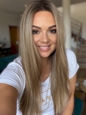 Peruka damska Soraya Caramel Mocha 70 cm z włosów syntetycznych - ciemny blond z ciepłymi refleksami | HairLux