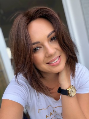 Ivet z grzywką 30cm #2 Zagęszczenie włosów dopinka clip in włosy naturalne ciemny brąz  
